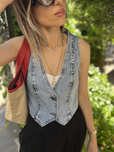 Mzr Zımbalı Kot Yelek