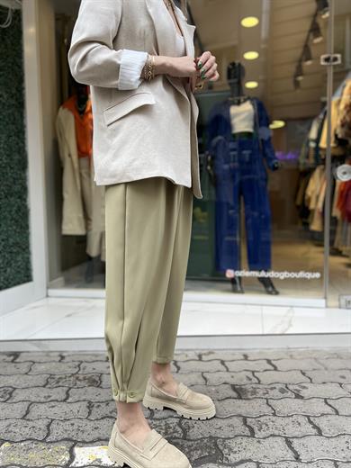 Nms Yağ Yeşili Şalvar Pantolon