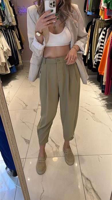 Nms Yağ Yeşili Şalvar Pantolon