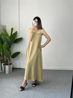 Olive İp Askılı Elbise