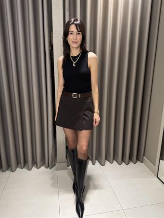 Önü Cep Detay Şort Etek KAHVE