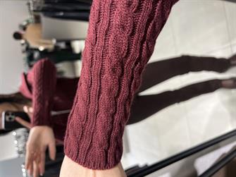 Orj Marka Saç Örgü Hırka BORDO