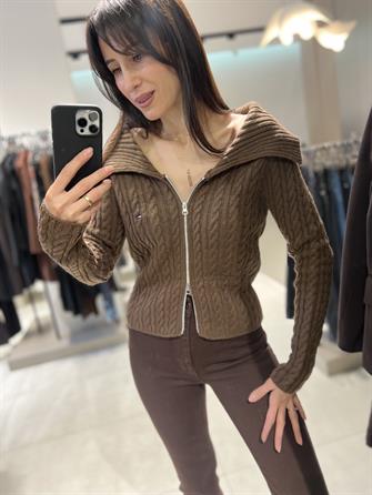 Orj Marka Saç Örgü Hırka KAHVE