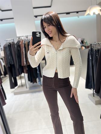 Orj Marka Saç Örgü Hırka TAŞ