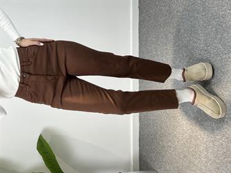 Orjinal Marka Kahve Kesik Paça Momfit Jean