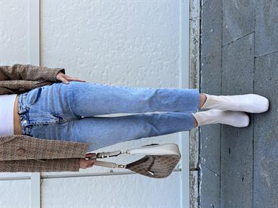 Orjinal Marka Kesik Paça Yüksek Bel Jean