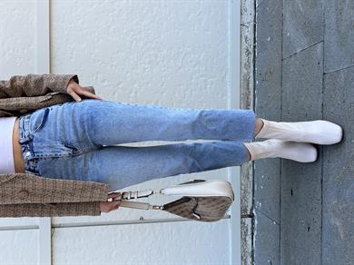 Orjinal Marka Kesik Paça Yüksek Bel Jean