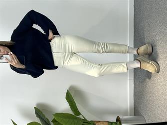 Orjinal Marka Krem Kesik Paça Momfit Jean