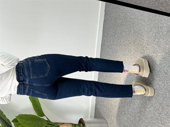 Orjinal Marka Lacivert Kesik Paça Momfit Jean