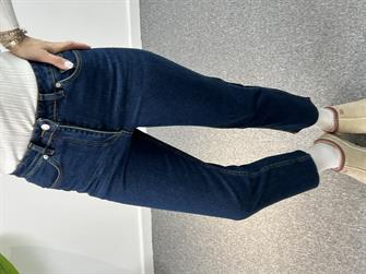 Orjinal Marka Lacivert Kesik Paça Momfit Jean