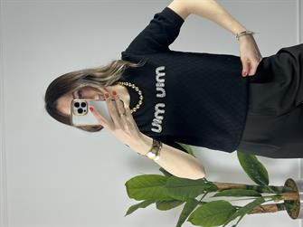 Orjinal Marka Muadili Siyah Pamuk Tshirt