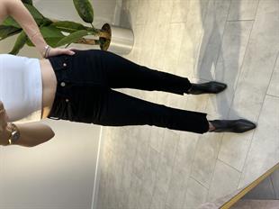 Orjinal Marka Siyah Kesik Paça Momfit Jean