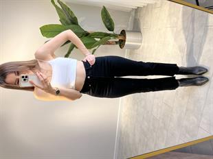 Orjinal Marka Siyah Kesik Paça Momfit Jean