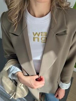 Owersize Çizgili Astarlı Haki Blazer Ceket