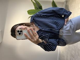 Owersize Çizgili Gömlek