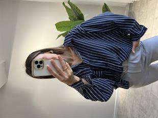 Owersize Çizgili Gömlek