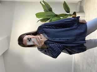 Owersize Çizgili Gömlek