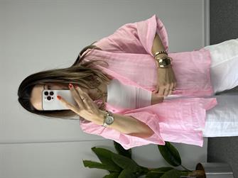Owersize İpeksi Pembe Gömlek 