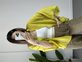 Owersize İpeksi Sarı Gömlek 