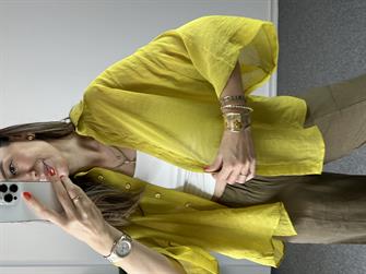 Owersize İpeksi Sarı Gömlek 