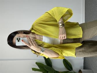 Owersize İpeksi Sarı Gömlek 