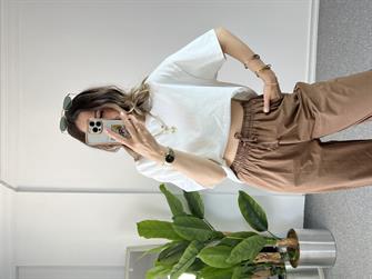 Paraşüt Kumaş Kahve Şalvar Pantolon