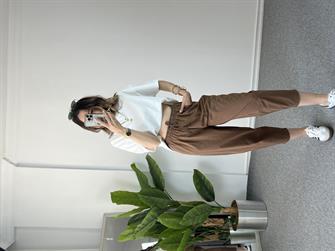 Paraşüt Kumaş Kahve Şalvar Pantolon