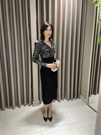 Payetli Midi Boy Elbise GRİ