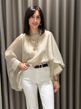 Pelerin Tül Bluz EKRU