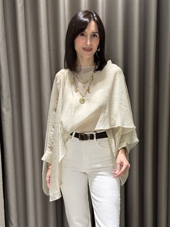 Pelerin Tül Bluz EKRU