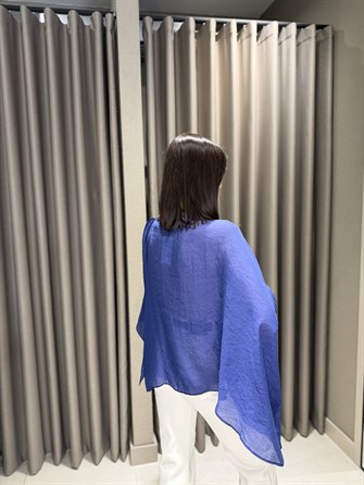 Pelerin Tül Bluz MAVİ