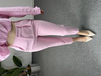 Pembe Dar Paça Kumaş Pantolon