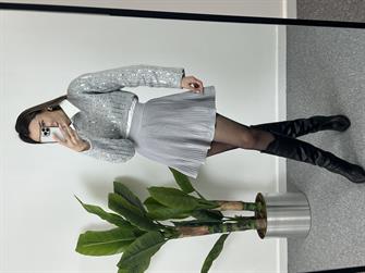 PİLELİ GRİ ŞORT ETEK