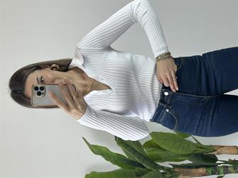 Polo Yaka Beyaz Triko