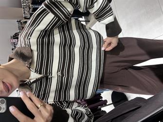 Polo Yaka Çizgili Kazak KAHVE