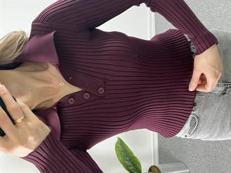 Polo Yaka Fitilli Bordo Triko