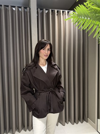 PREMİUM KISA TRENÇKOT KAHVE