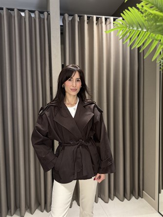 PREMİUM KISA TRENÇKOT KAHVE