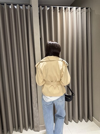 Premium Kısa Trençkot KREM