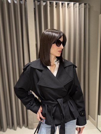 Premium Kısa Trençkot SİYAH