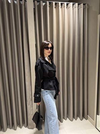 Premium Kısa Trençkot SİYAH