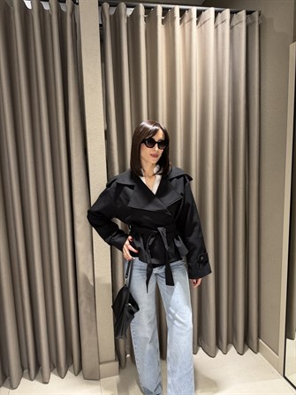 Premium Kısa Trençkot SİYAH