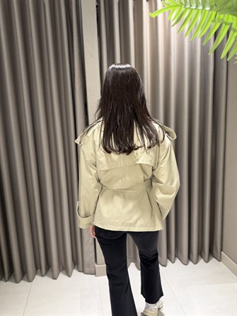 PREMİUM KISA TRENÇKOT YEŞİL