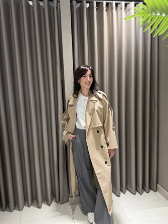PREMİUM OWERSİZE TRENÇKOT KREM