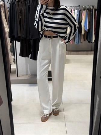 Premium Palazzo Pantolon BEYAZ