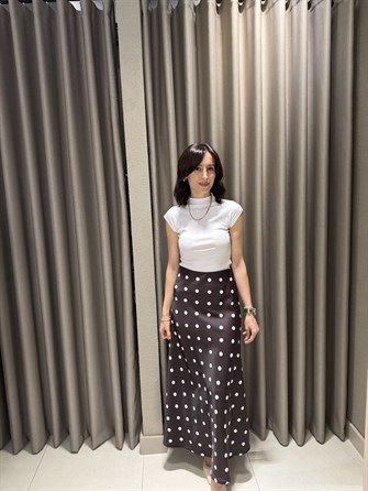 Puantiyeli Maxi Etek KAHVE