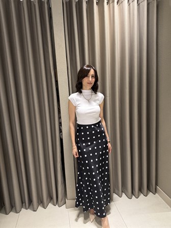 Puantiyeli Maxi Etek SİYAH