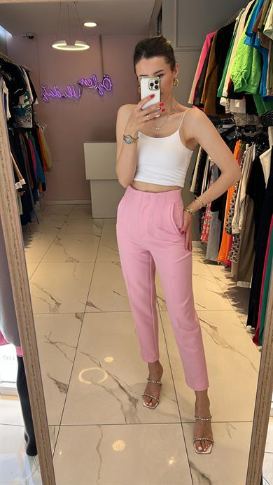 Quzu Yüksek Bel Kumaş Pantolon 