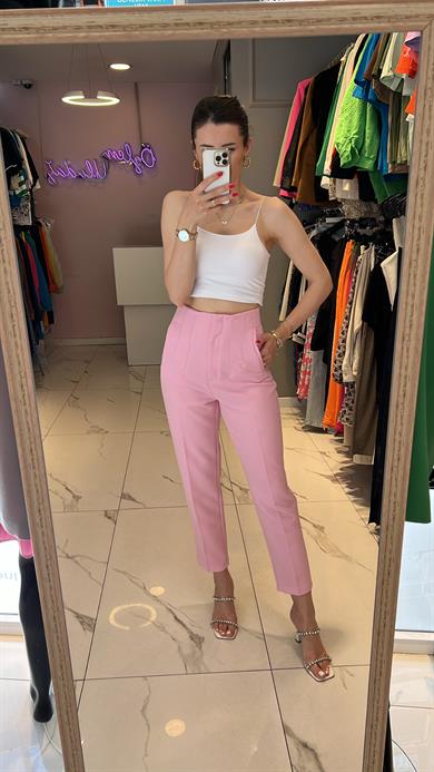 Quzu Yüksek Bel Kumaş Pantolon 