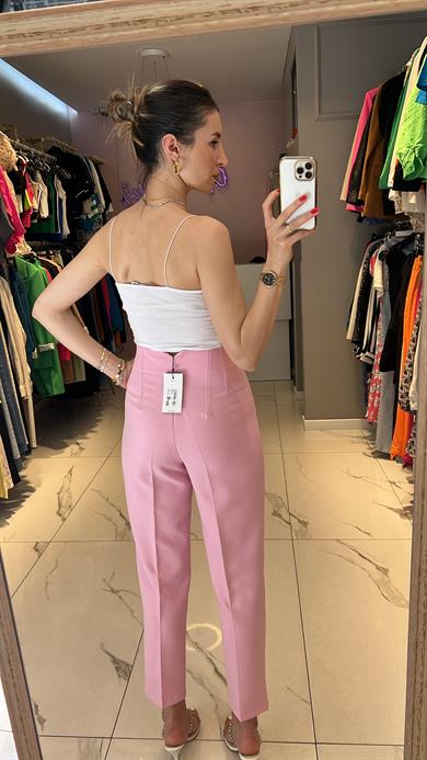 Quzu Yüksek Bel Kumaş Pantolon 